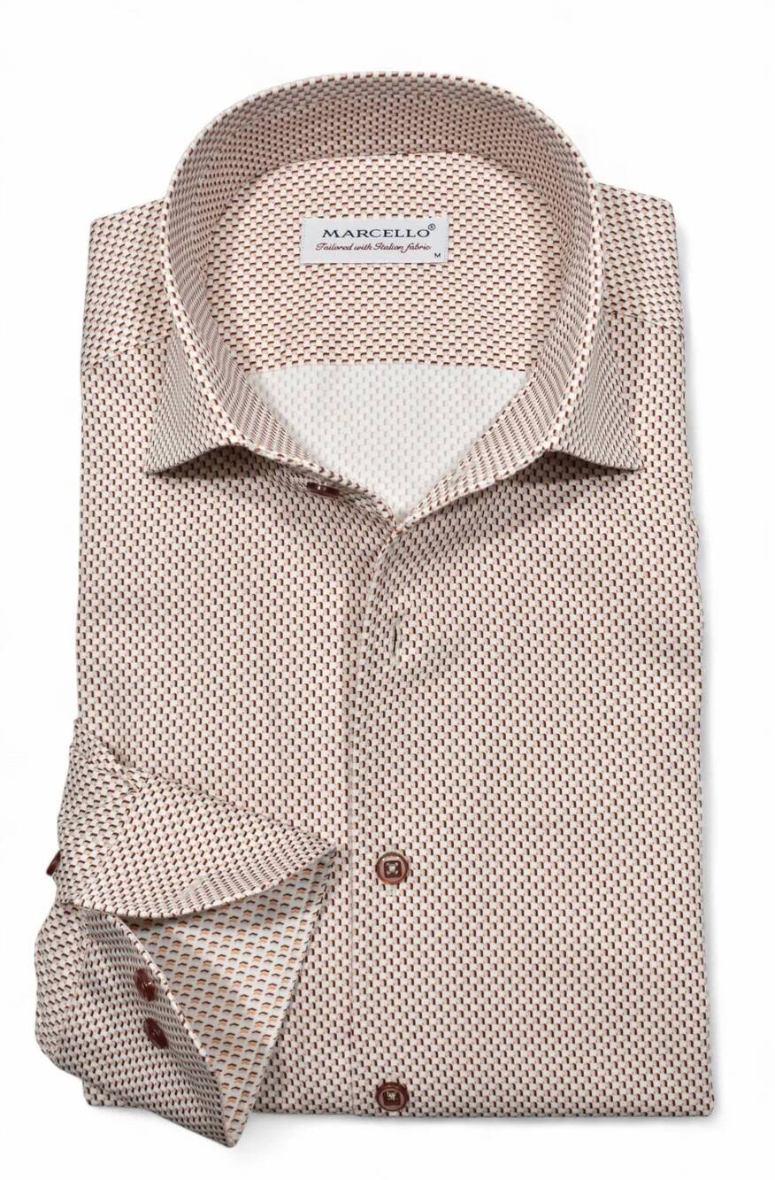 NEW MARCELLO men's naples rustic long sleeev sport shirt in brown